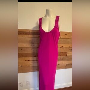 Anthropologie Bright Fuchsia Scoop-Neck Maxi Dress Size Small